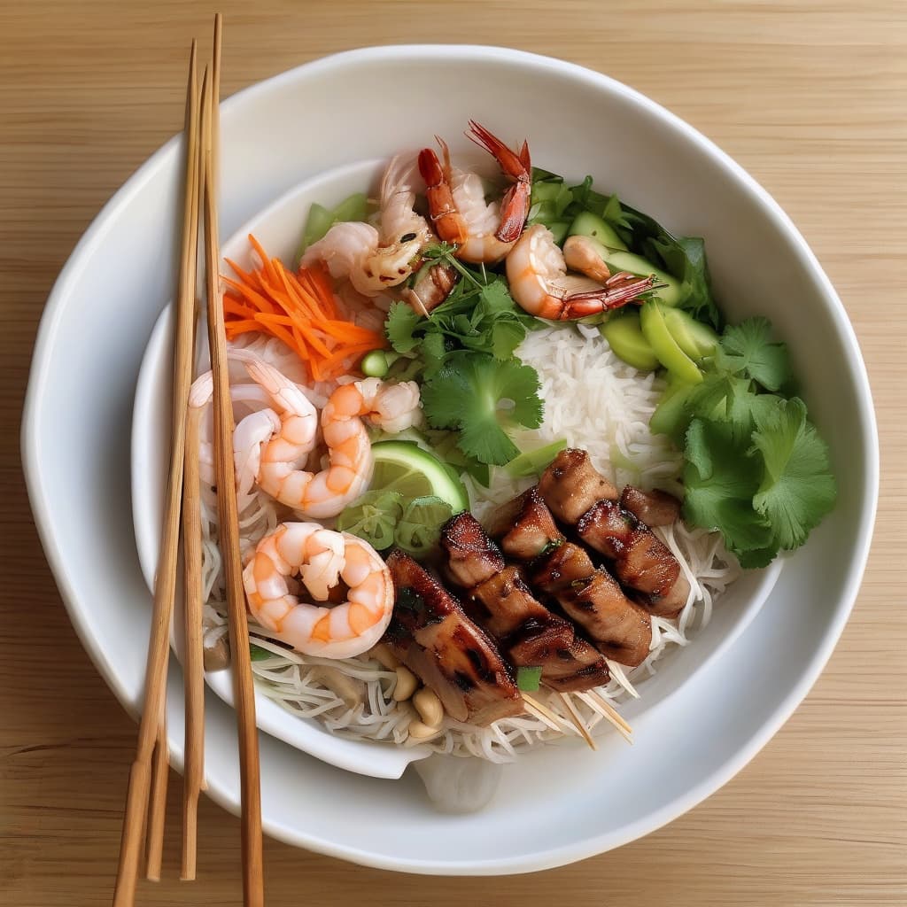B3. Bún Thịt Nướng, Gà Nướng, Chạo Tôm